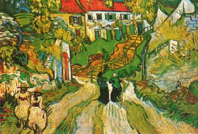Vincent Van Gogh Village Street and Steps in Auvers with Figures china oil painting image